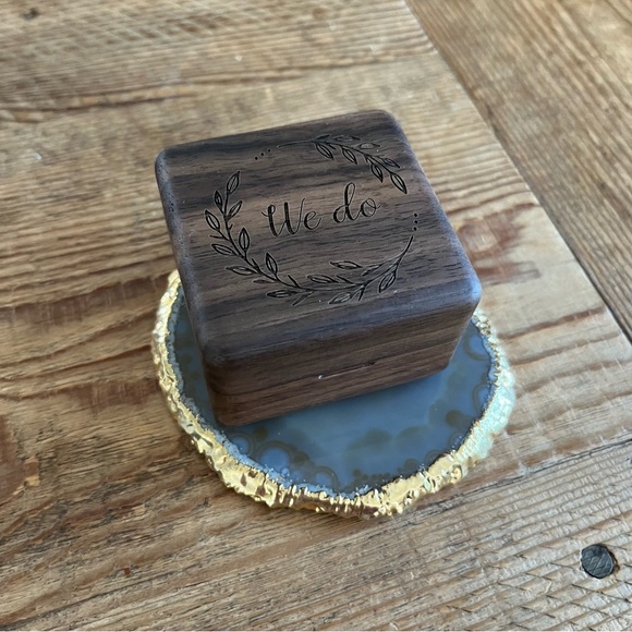 “We Do” Engraved Wooden Ring Box For 2 Rings - Great Wedding or Engagement Gift! - Picture 2 of 7